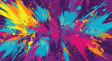 Vibrant Explosion of Colors A Dynamic Abstract Splatter Illustration © Purnomo