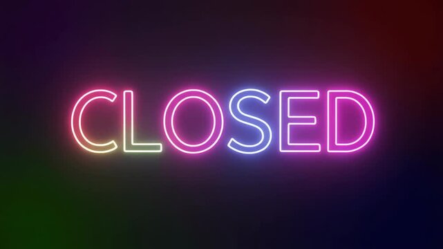 Glowing neon closed sign animation for business storefront motion footage
