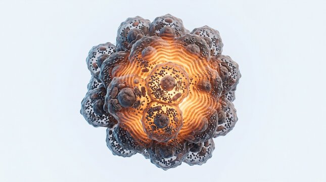 3D Microscopic Diagram of Magnetic Nanoparticles Inducing Hyperthermia in Cancer Cells