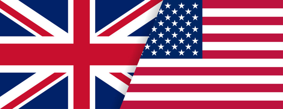 イギリスとアメリカの国旗コンビネーションデザイン 国際交流イラスト素材　United Kingdom and USA Flag Combination International Illustration Design
