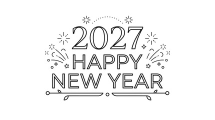 2027 Happy New Year Celebration Design with Decorations © DimDim