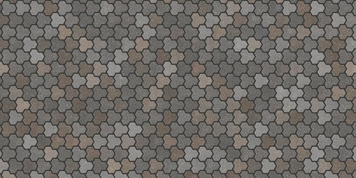Rustic oxidized Trihex pavers texture weathered geometric surface