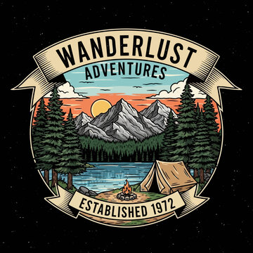 Camping Adventure Travel Logo Design.