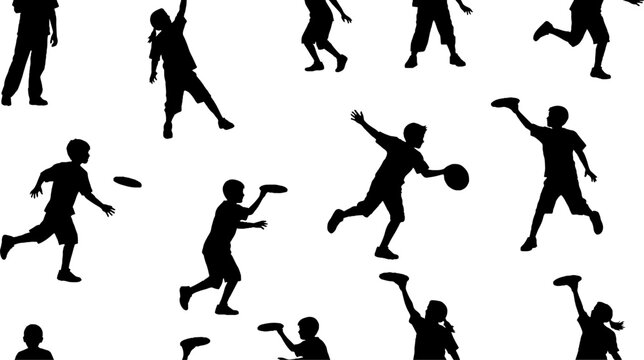 Dynamic Silhouettes Playing Ultimate Frisbee and Sports Activities.