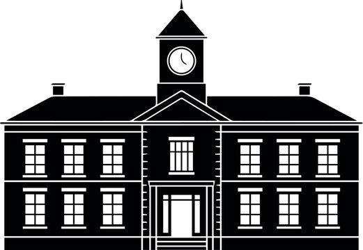 Courthouse with clock tower and entrance