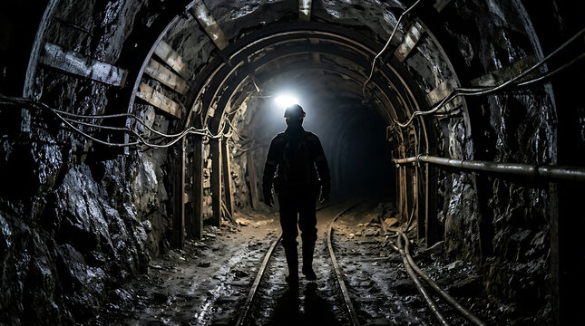 Person walking in underground tunnel