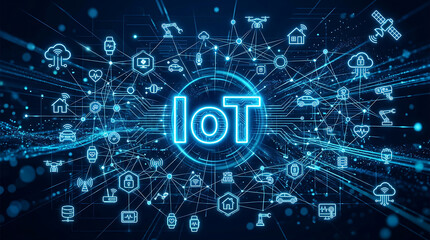 Obraz premium IoT network icons and connections