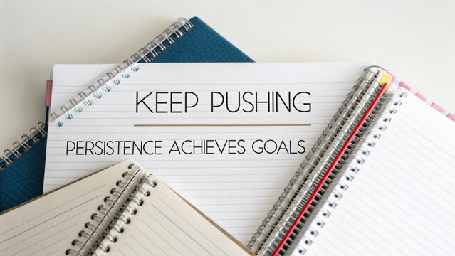 Motivational Quote on Notebooks and Stationery for Inspiration, Encouragement, and Determination in Achieving Goals and Personal Growth