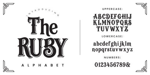 The Ruby vintage western alphabet font vector typography for classic retro saloon poster design © Kiki