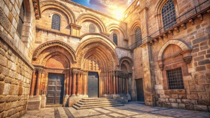 Fototapeta premium Entrance to the church of the holy sepulchre