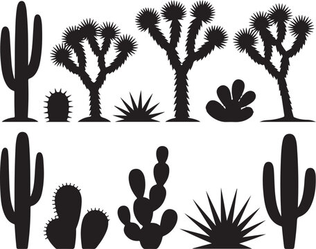 Prickly pear and mixed cactus silhouettes sheet