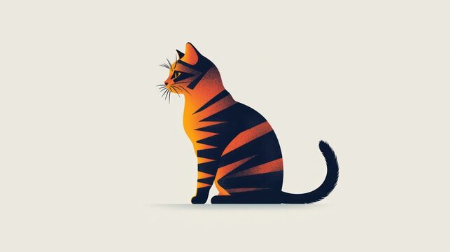 Orange tabby cat profile, minimalist illustration, studio shot