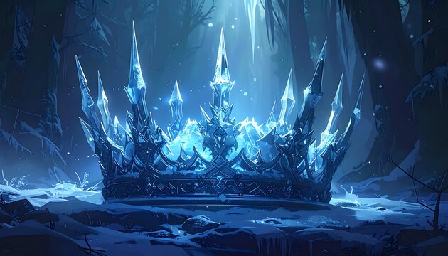 Fantasy Ice Palace Cave Interior Scene.