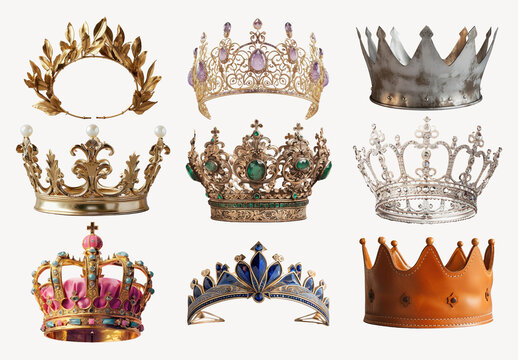 Elegant Crowns In Diverse Styles Element Design Set