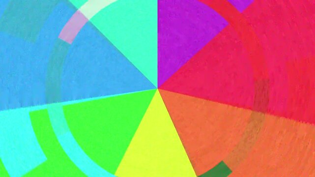 Colorful circle shapes animation with distortions and glitch effects