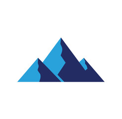 Fototapeta premium Stylized geometric mountain range logo in blue tones with mountain landscape adventure climbing