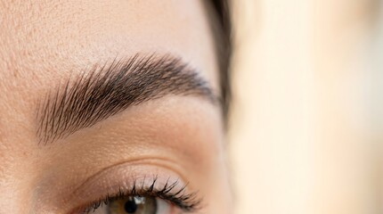 Naklejka premium extreme close up of woman eyebrow with brow lamination for professional beauty salon concept