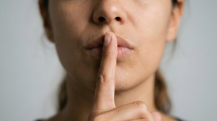 Fototapeta premium Woman with finger on lips gesture