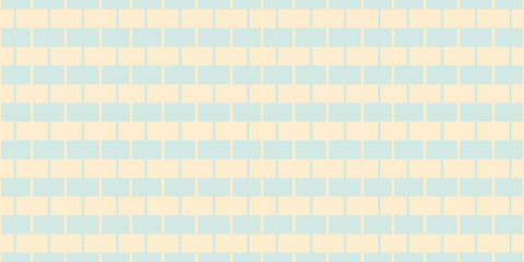 A seamless, vibrant striped background featuring a striking textured brick wall pattern, complemented by pastel blue and yellow squares. Ideal for backgrounds, fabric patterns, and wrapping paper. © yeen