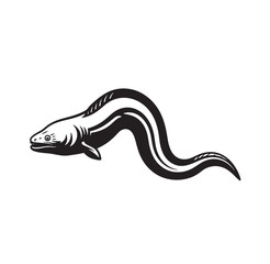 Fototapeta premium Illustration of a moray eel with black and white food chain underwater wildlife creature illustration slithering swimming