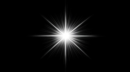 Fototapeta premium Bright starburst effect against a black background, creating a dramatic visual impact.