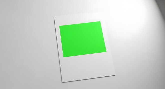 Blank exam paper with green rectangular insert for digital composition tracking, education testing, school evaluation