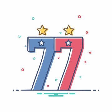 Number 77 with Stars and Stripes Design