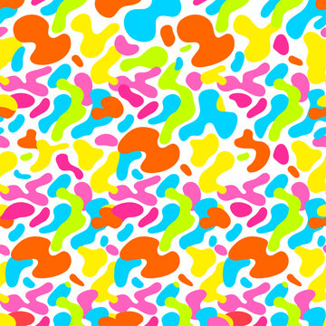 Vibrant Seamless Camouflage Pattern with Multi Color Organic Shapes