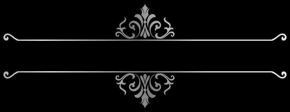 Vintage frame decorative elements, silver scroll lines.