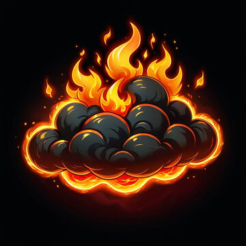 Fiery cloud engulfed in intense flames, a dramatic and powerful illustration.