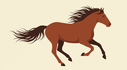 Bay Horse Sprinting with Full Mane in the Wind © Bima