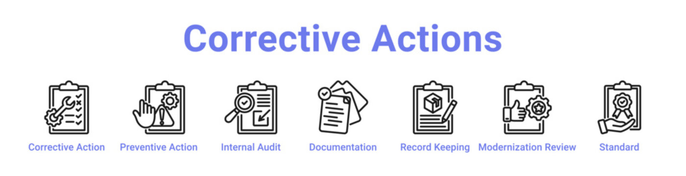 Corrective Actions Web Icon Banner and Collection