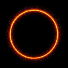 Naklejka premium Glowing orange circular frame with a fiery ambiance and sparkling effects.