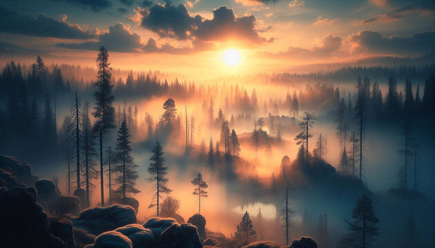 Steppes trees sun