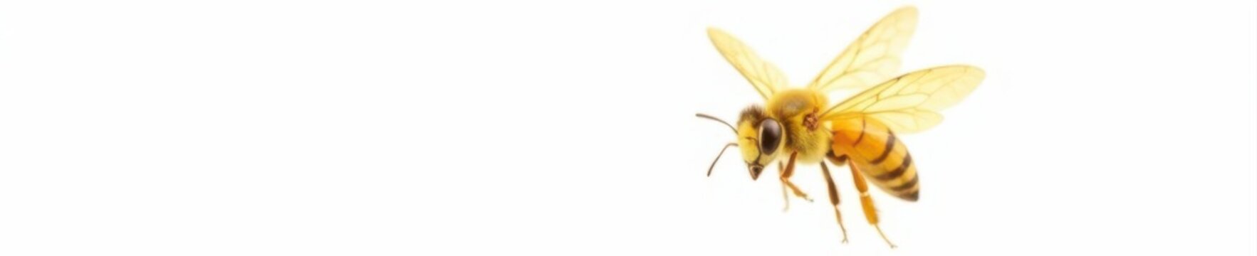 Golden honeybee, wings outstretched, isolated on white , white background, insect, pollinator