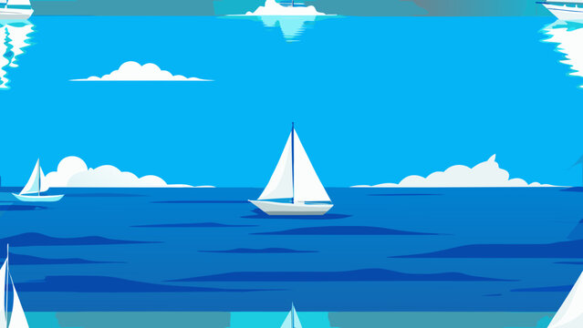 Seamless sailing boat pattern on blue ocean sea background with nautical seamless background wallpaper vacation maritime recreation transport yachting seascape lifestyle navigation
