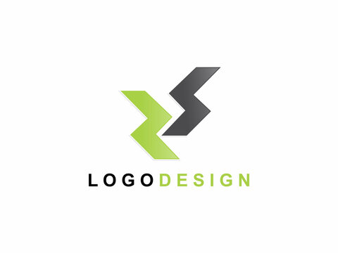 Abstract Dynamic Double S Letter Logo Design with Green and Grey Slanted Elements for Modern Tech Businesses