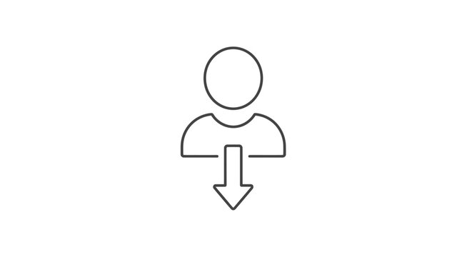 Minimalist user icon with downward arrow for employee dismissal
