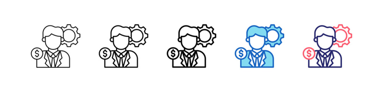 Manager Icon In 5 Different Styles Set Collection.   
