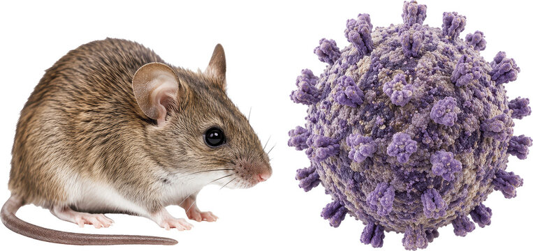 Hantavirus on Transparent Background with Mouse for Medical Education