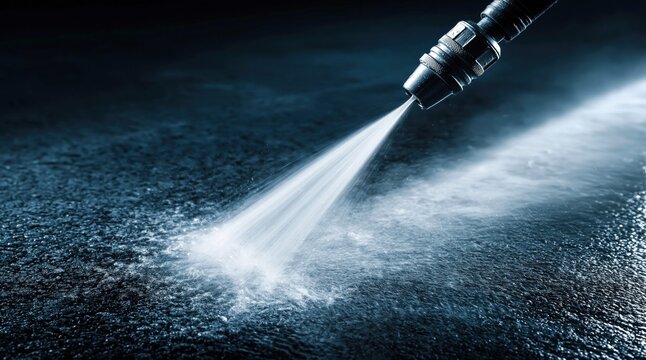 High pressure water jet cleaning surface