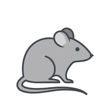 Minimalist grey mouse illustration icon vector design.