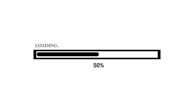 Loading Bar Progress Animation with Percentage Counter on White Background | 4K