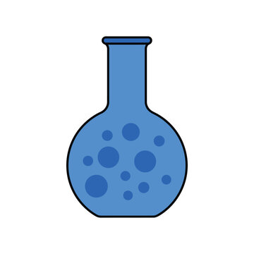 Blue erlenmeyer flask bubbles laboratory