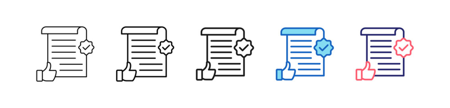 Approval Icon In 5 Different Styles Set Collection.   