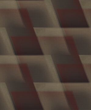 Seamless sophisticated geometric texture featuring overlapping parallelogram panels with stipple gradients in burgundy and dark brown