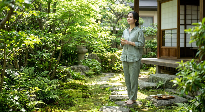 和の苔庭、リラックスタイム。