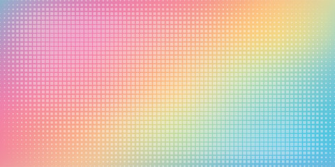 Fototapeta premium Abstract colorful rainbow pastel gradient background with halftone square grid pattern eps10