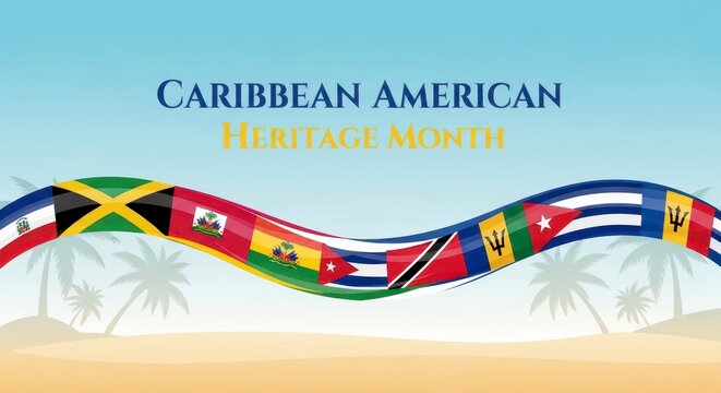 Caribbean american heritage flags banner design