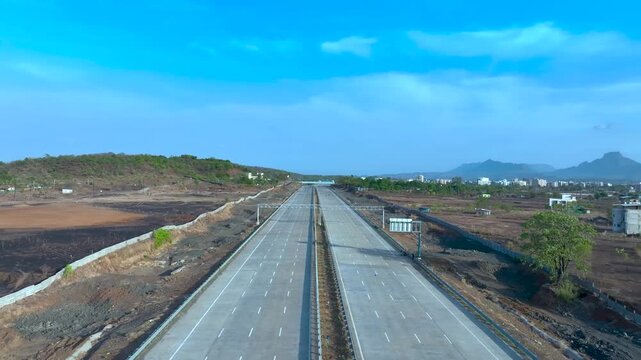 Modern Highway Aerial View of Virar JNPT Spur Corridor
Virar JNPT Spur Expressway Drone Shot Maharashtra India